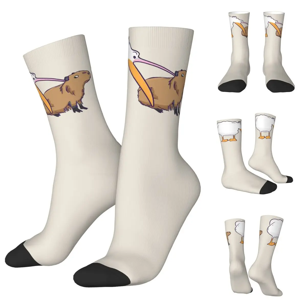 

Pelican And Capybara cosy Unisex Socks,Windproof Happy 3D printing Socks,Street Style Crazy Sock