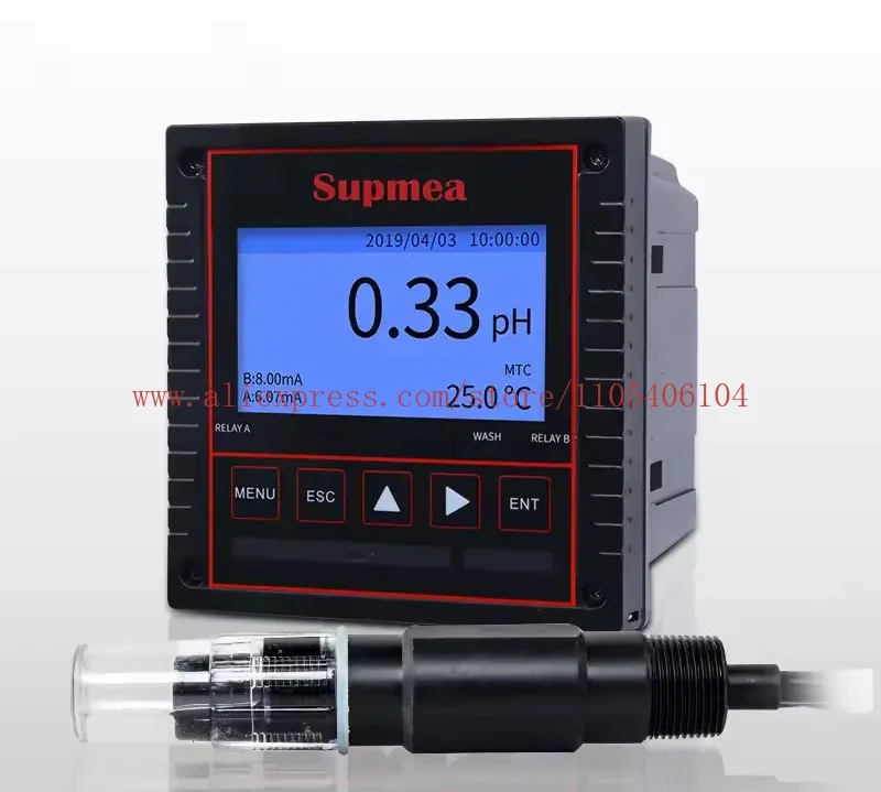 PH instrument controller Industrial online sewage wastewater acid and alkali detection sensor PH temperature electrode probe