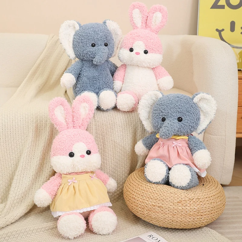 

Adorable Little Bear Rabbit Elephant With Apron Can Run Plush Toy Cartoon Stuffed Animals Cute Soft Kids Comfort Doll Girls Gift