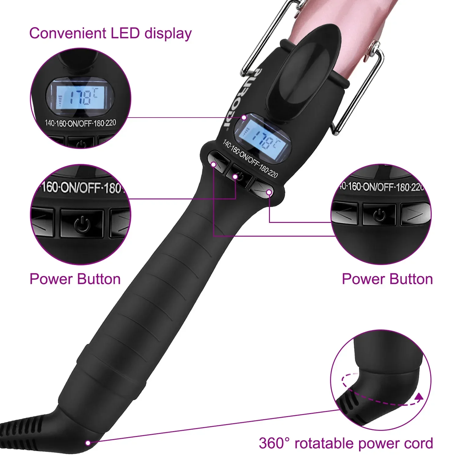 

LCD Digital Hair Curler, Electric Curling Iron, Curling Hair Tools, Curling Wand, Ceramic Styling, 19mm, 25mm, 32mm