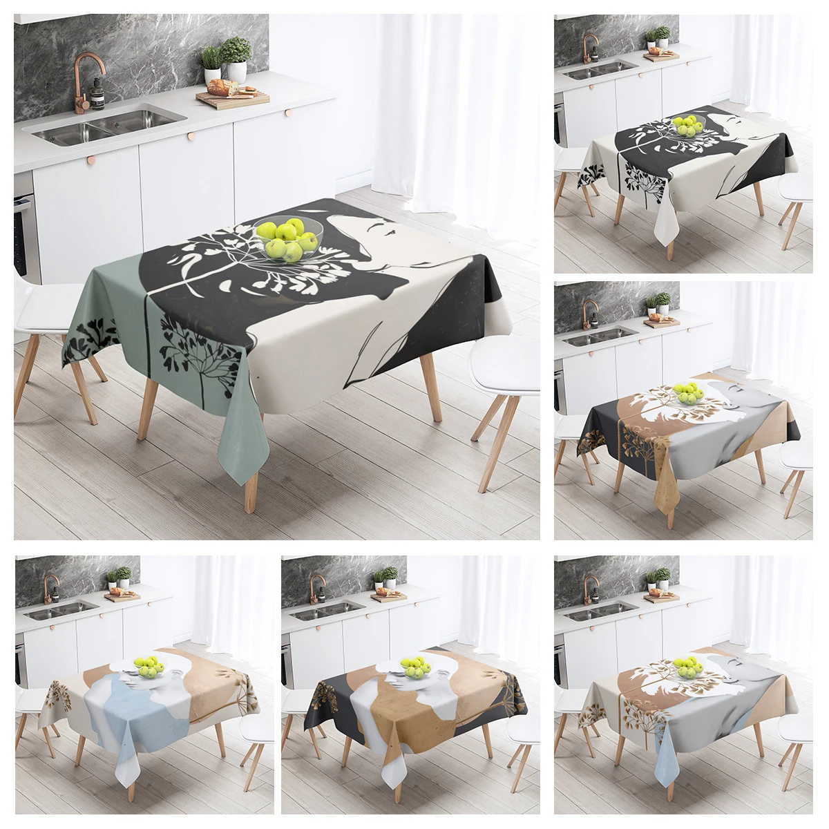 Home tablecloths dining decoration and rectangular table accessories waterproof cloth Anti-stain restaurant Nordic Abstract art