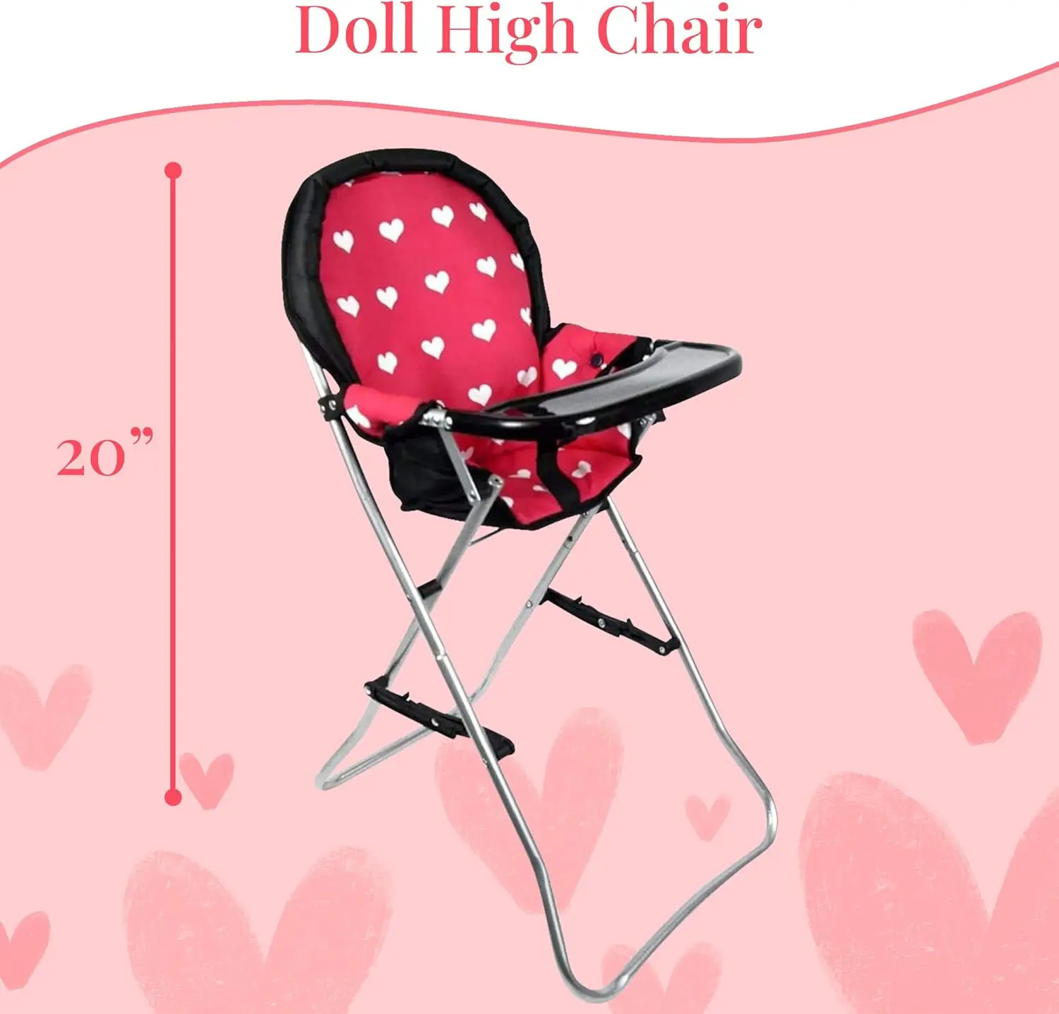 Conjunto de móveis para bonecas de 18 polegadas com berço, cadeira alta e assento alto para meninas de 3 a 10 anos