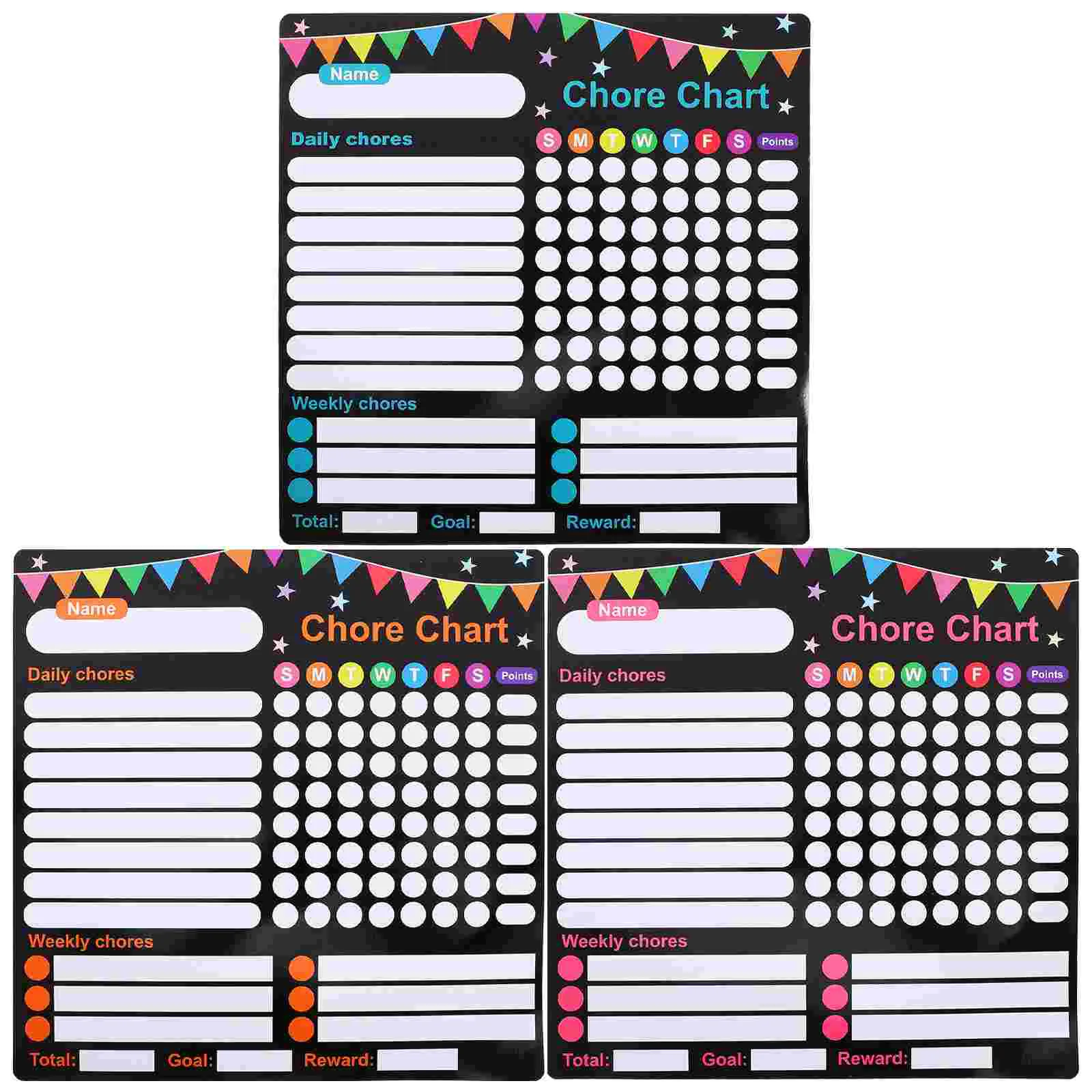 3 Pcs Weekly Planner Behavior Chart for Kids to Do Reward Magnetic Chores Dry Erase Board Refrigerator Home Classroom