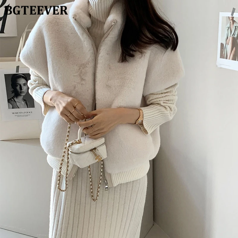 

BGTEEVER осень-зима стильный теплый свободный женский жилет на молнии с хлопковой подкладкой пальто элегантные женские утепленные парки с короткими рукавами