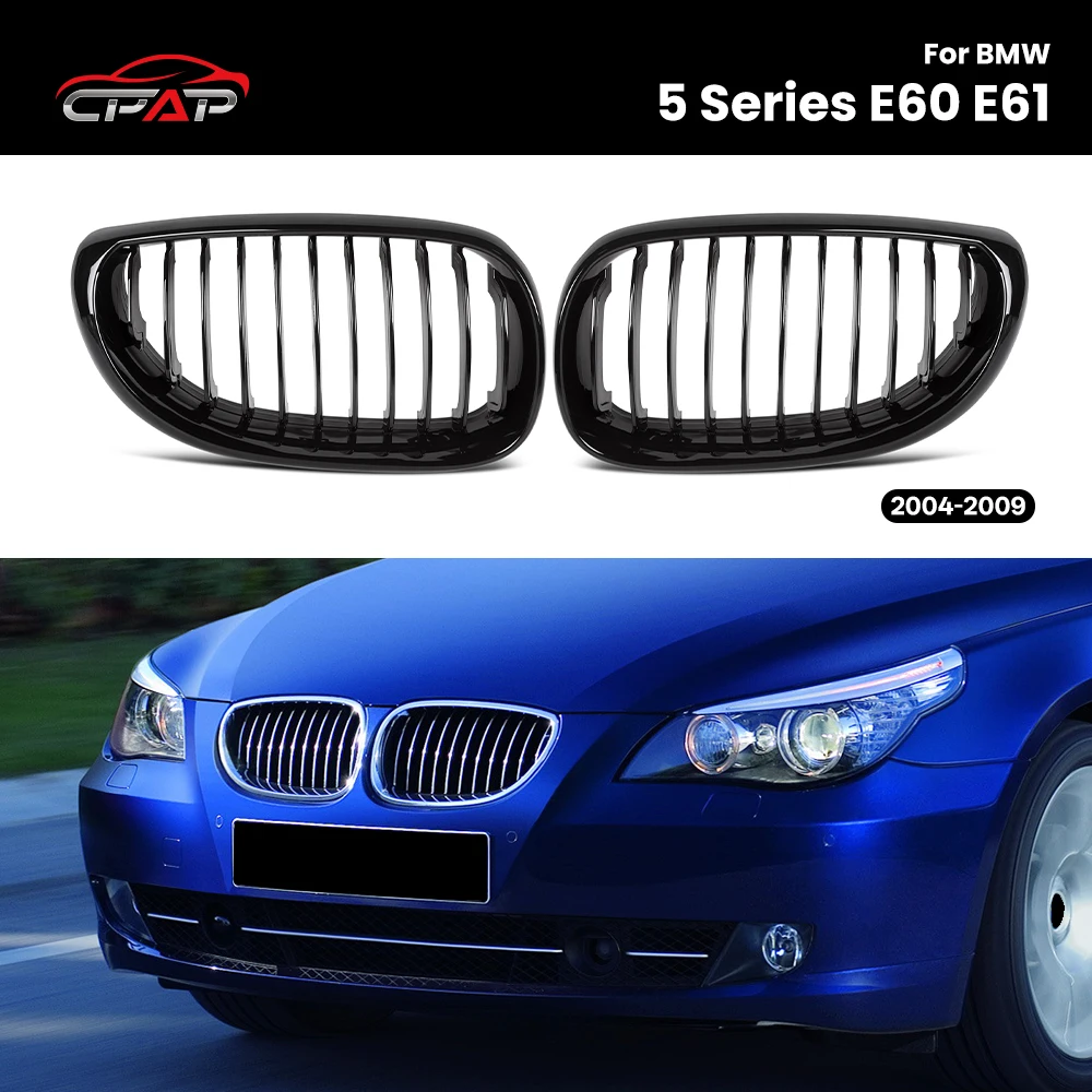 

Front Hood Grilles For BMW 5 Series E60 E61 2004-2009 Glossy Black Car Front Bumper Kidney Grille Single Slat
