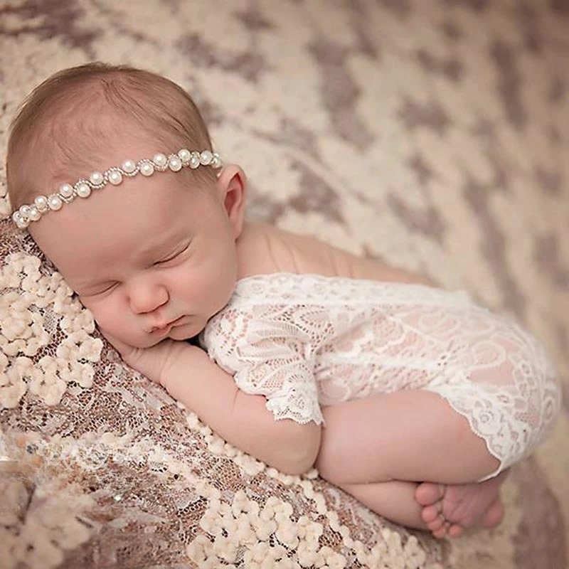 Macacão de renda para bebês recém-nascidos, roupas fotográficas, macacão infantil, cem dias