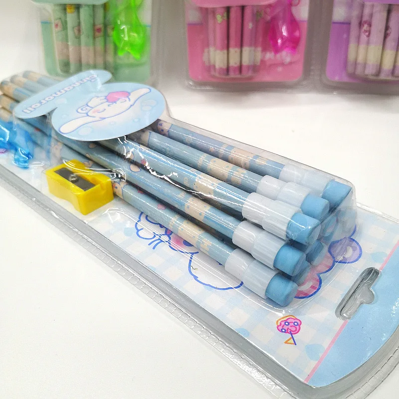 24/48pcs Sanrio Wooden Pencils With Eraser Kawaii My Melody Kuromi Cinnamoroll Pencils Kids Stationery School Supplies Wholesale