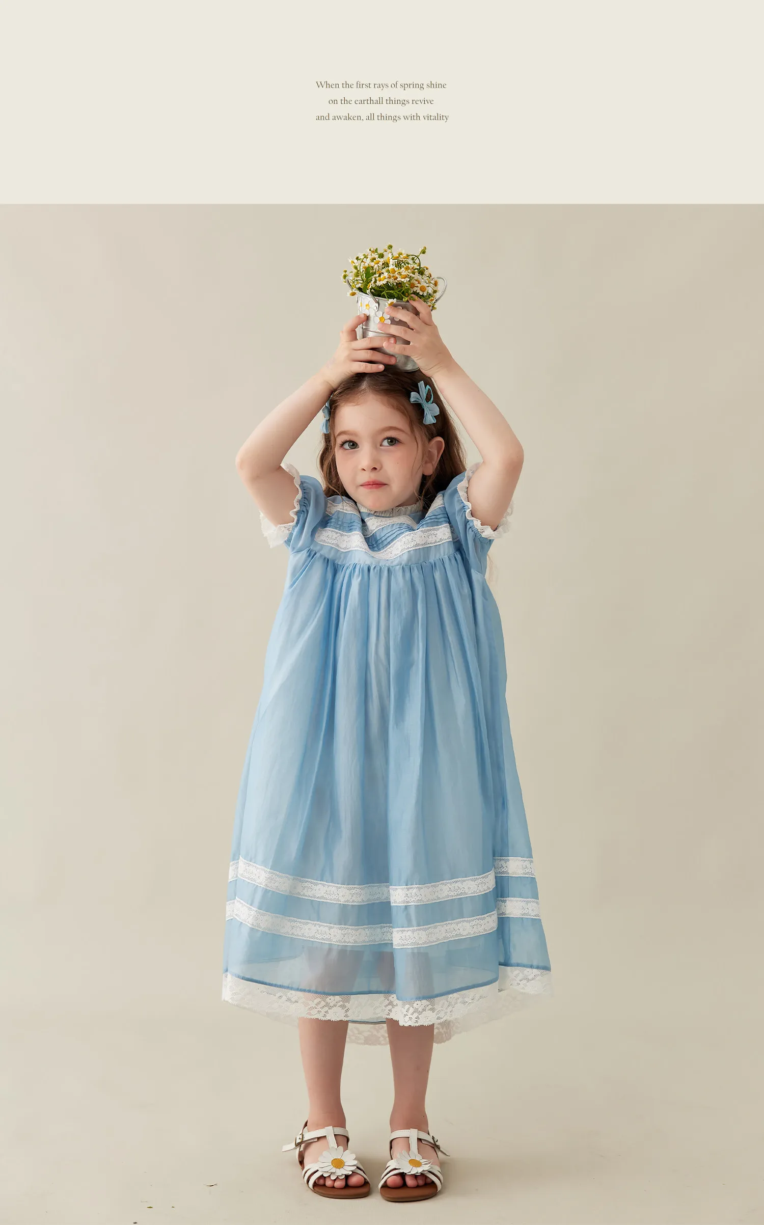 Vintage Französisches Sommerkleid für Kinder, Zartes Weißes Spitzenkleid mit Puffärmeln, Lockeres Midi-Sommerkleid, Süßes Tägliches Outfit für Kleine Mädchen – Detail 16