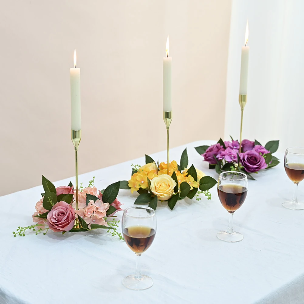 Per la tavola Corona nuziale Ghirlanda di candeliere Ghirlanda di candeliere da 20 cm Decorazione europea per tavolo Matrimonio Decorazione versatile