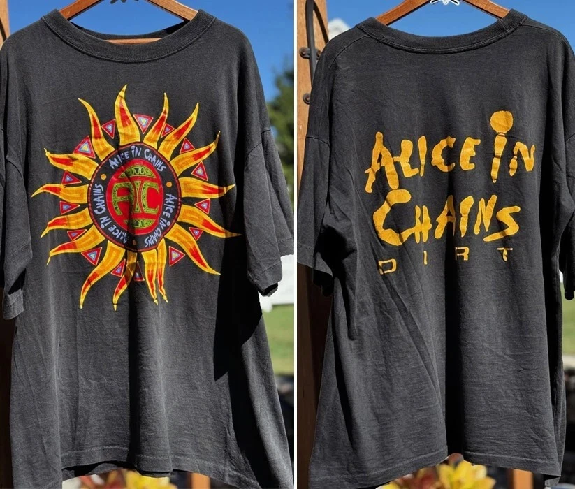 Alice in Chains Band 2 Side Black Short Sleeve Remake T-Shirt Classic Style T-Shirt Summer New Men's and Women's Top