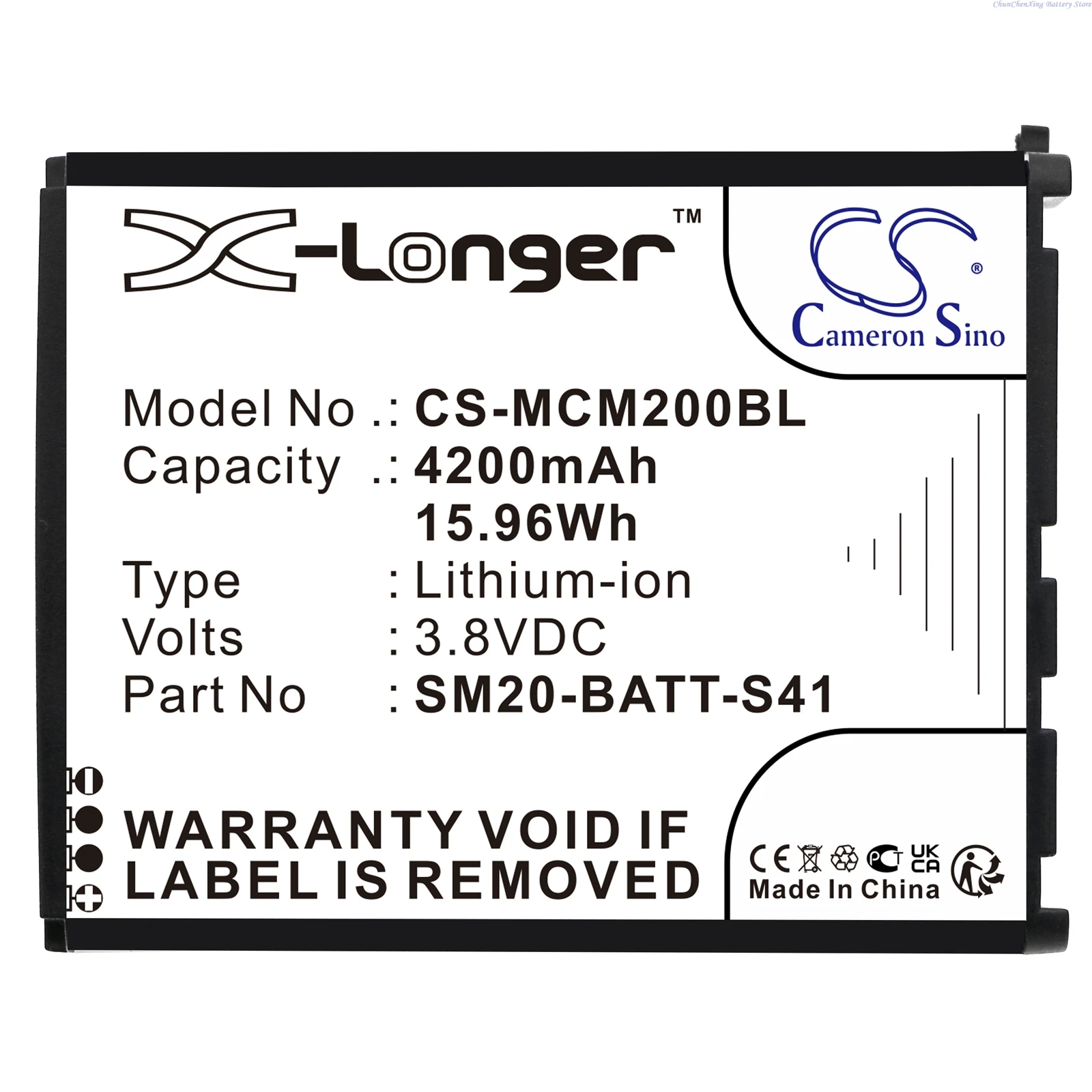 Replacement 3.8V 4200mAh  Barcode Scanner Battery SM20-BATT-S41 02-574-0037 for M3 Mobile SM20 SM20 X SM20X
