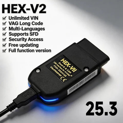 For VCDS VAG COM 2025 full version  HEX V2 Update Multi-Language For VCDS hex v2 vagcom Car Diagnostics Tools VAG Scanner
