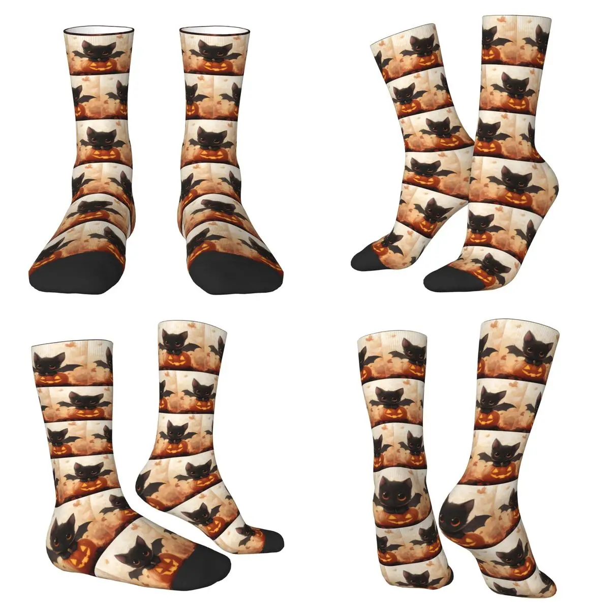 

Bat Kitten Theme Socks Harajuku Super Soft Stockings All Season Long Socks Accessories for Man's Woman's Christmas Gifts