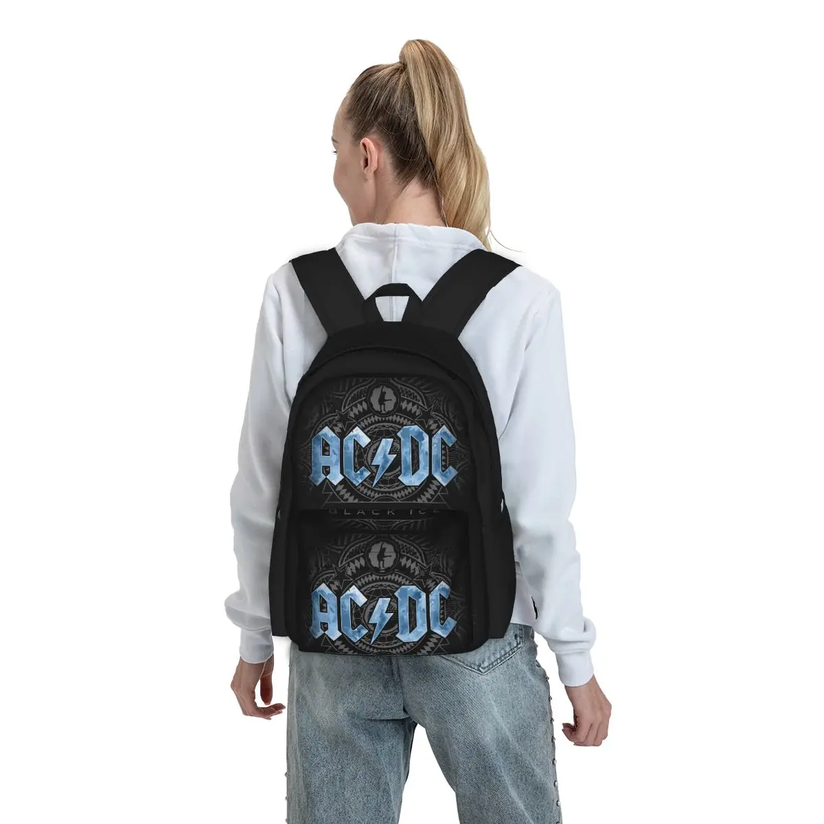 AC DC-mochilas de Metal pesado para niños y niñas, morral escolar de dibujos animados para ordenador portátil, bolso de hombro