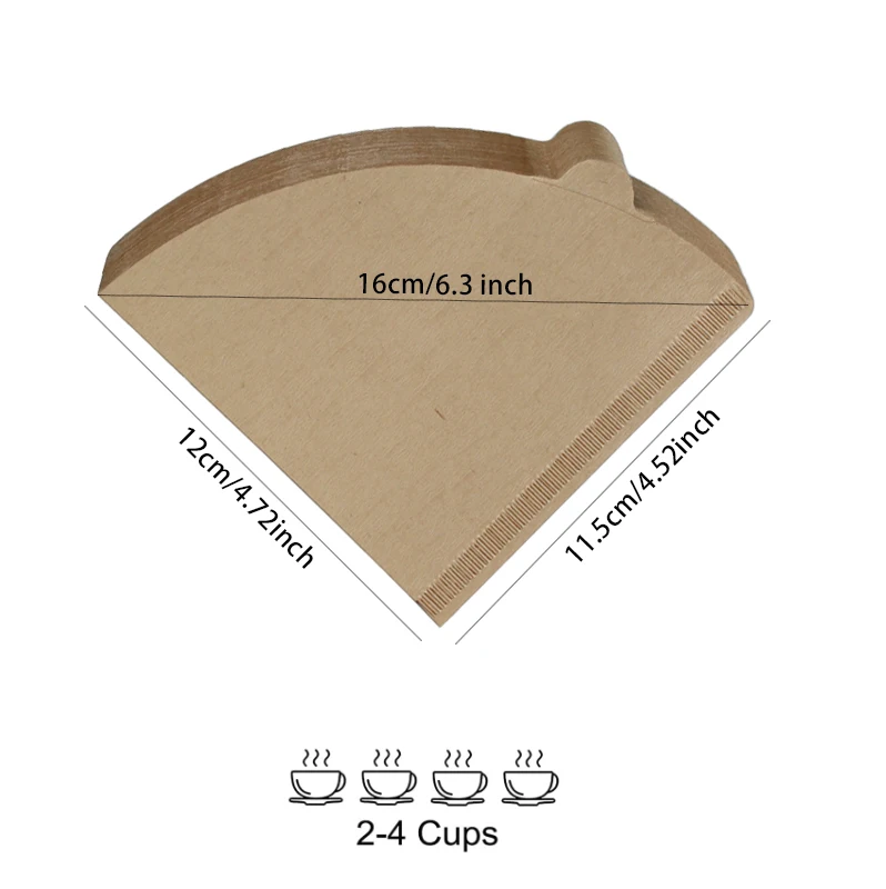 10–100 Stück Kaffeefilterpapier, V-förmiger Holzzellstoff-Kegelfilter, zum Übergießen von 2–4 Tassen, natürlicher Tropfkaffee, Papierfilter, Zubehör – Detail 11