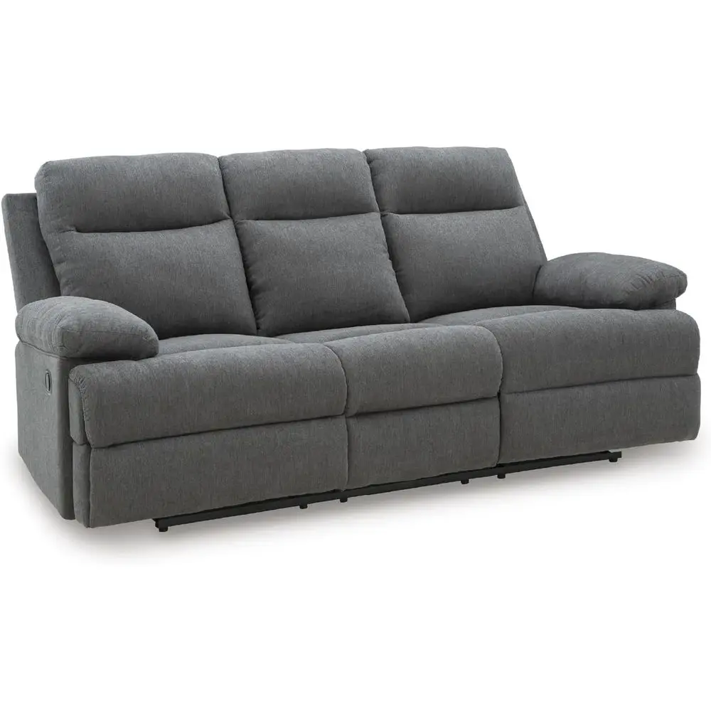 

Classic Chenille Manual Pull Tab Reclining Sofa with Drop Down Table and USB Charging, Gray