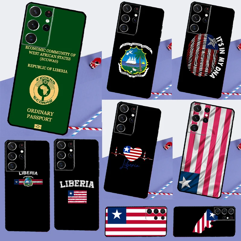 Liberia Flag Phone Case For Samsung Galaxy S23 S22 S21 Ultra S20 FE Note 20 10 S8 S9 S10 Plus S10e Cover