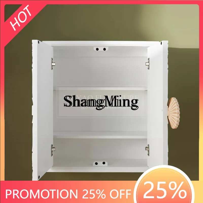 FG good-looking  solid wood wall cabinet rack retro cup holder engraved balcony wall cabinet storage cabinet
