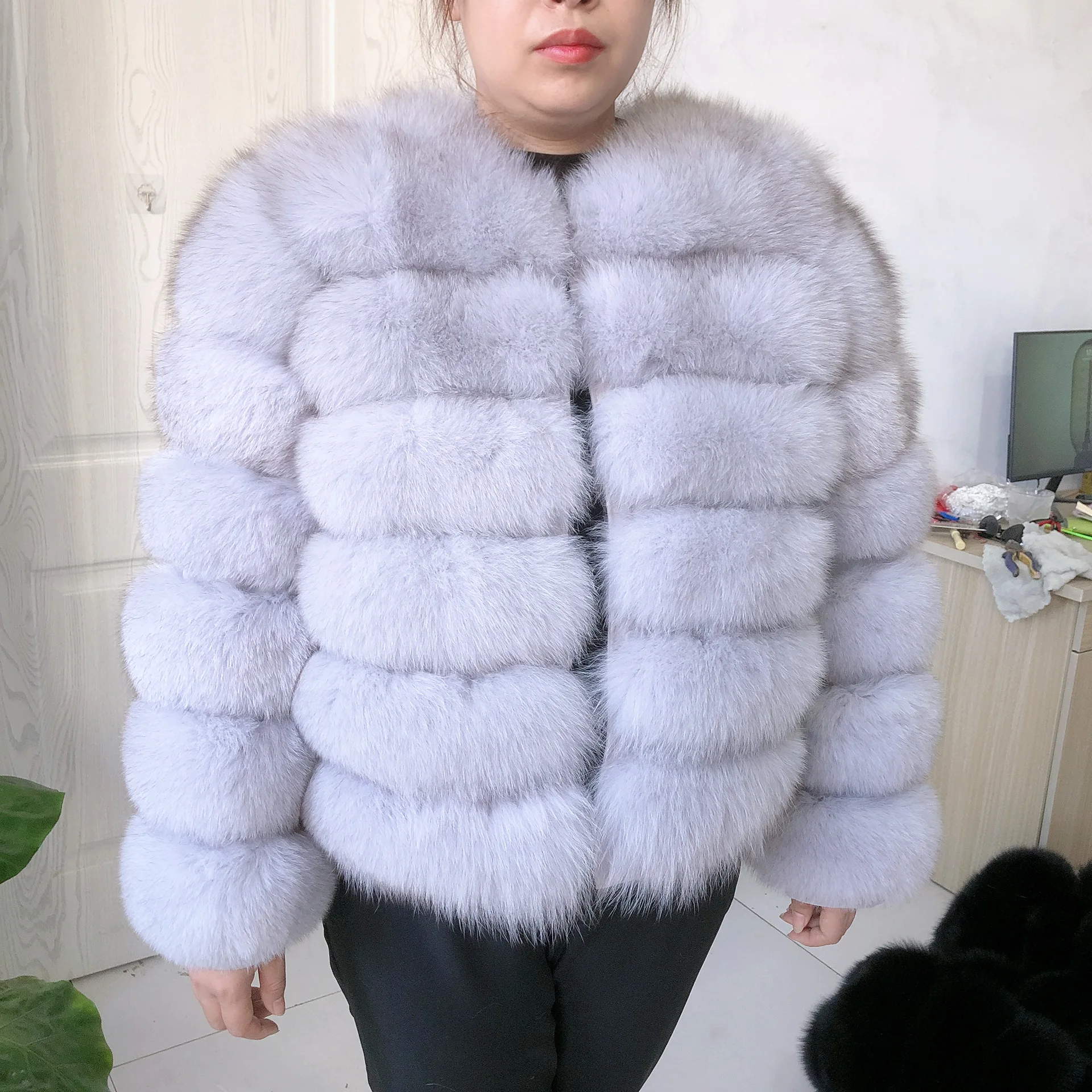 Women\'s winter coats real fox fur coat long sleeves fur coats for women natural fox fur real raccoon Jacket luxury free shipping