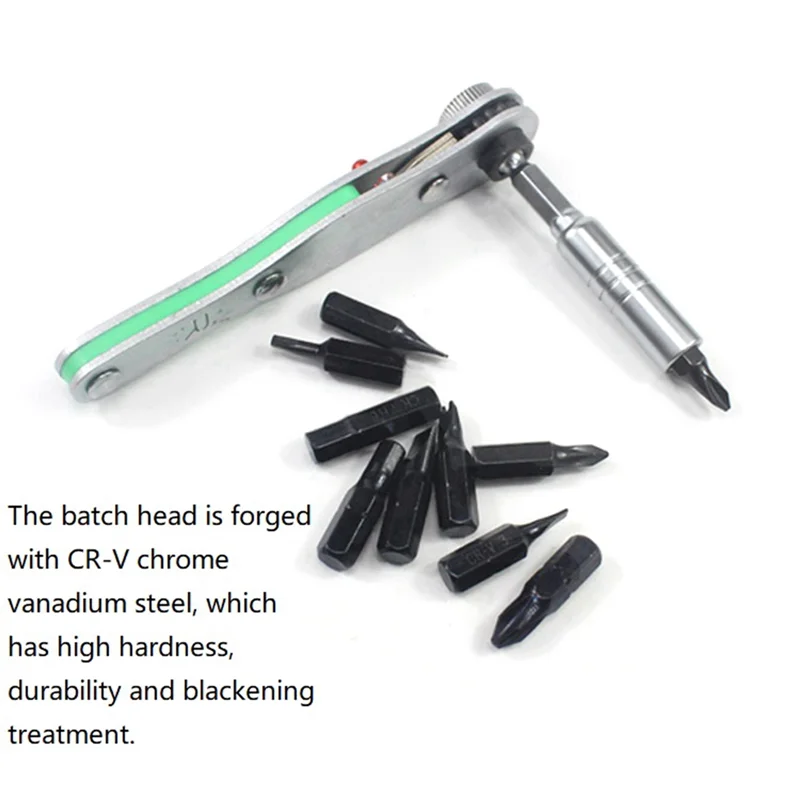 A76K 12Pcs Portable Bidirectional Ratchet Screwdriver Set Multi-Purpose Screwdriver Set Portable Ratchet Hand Tools Grey