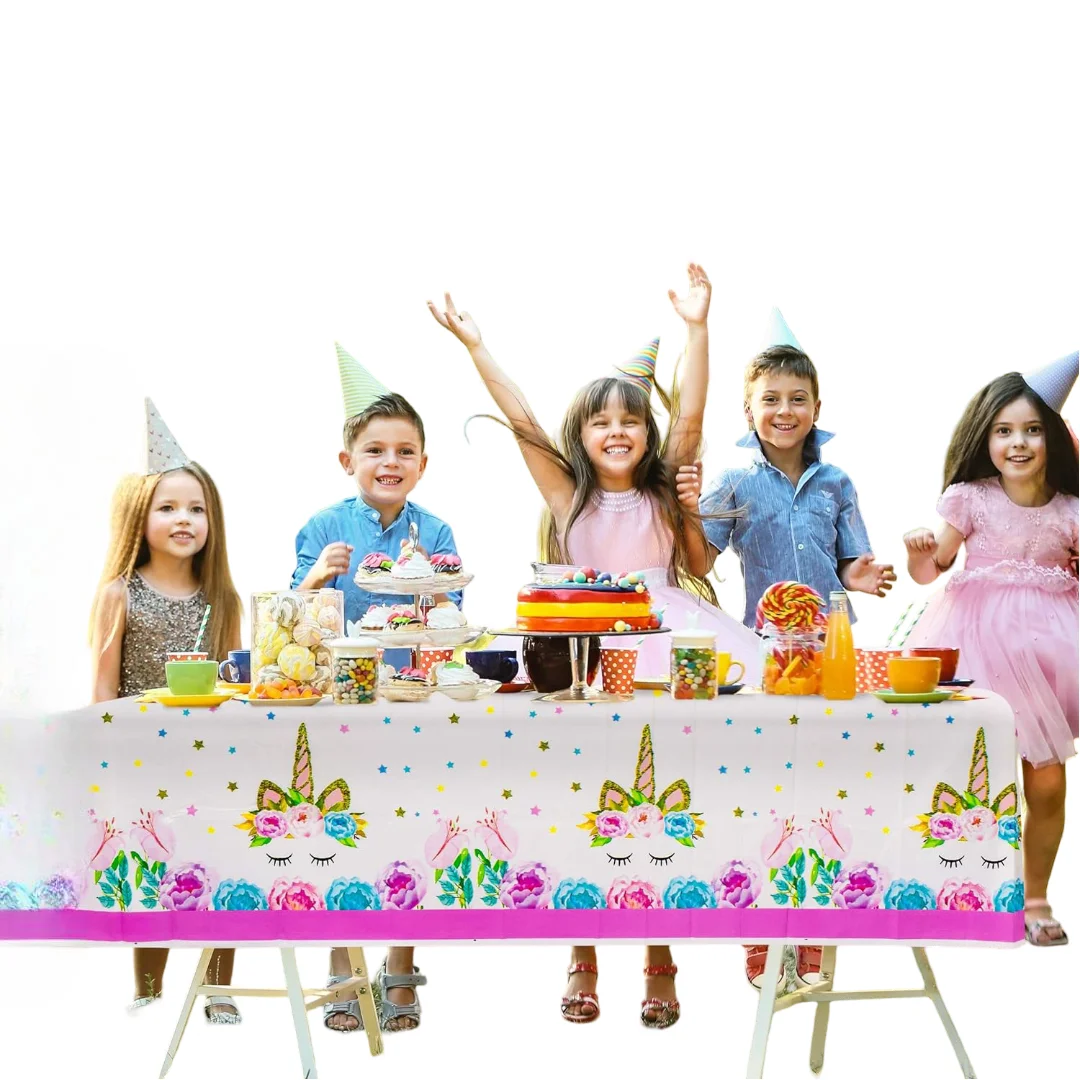 Wegwerp tafelkleed Eenhoorn 2 stuks Wit 274x137 cm Feest, Meisjes Verjaardag Decoratie Kunststof Waterdicht