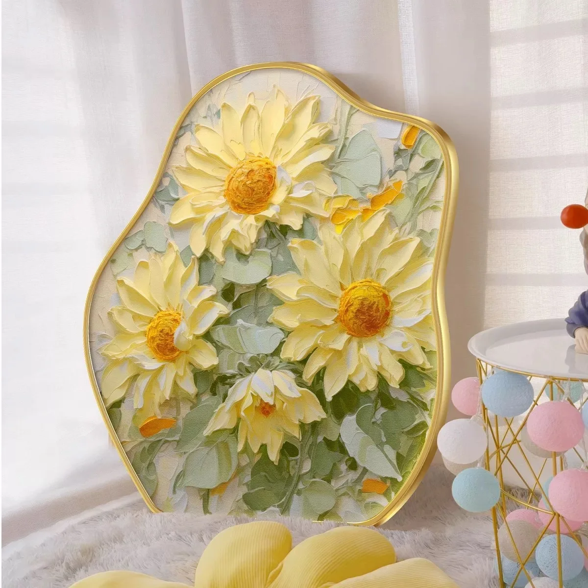 10-inch, 20x25cm French Relief Floral Decorative Painting, Bedside Decoration, Living Room Calming Display Set