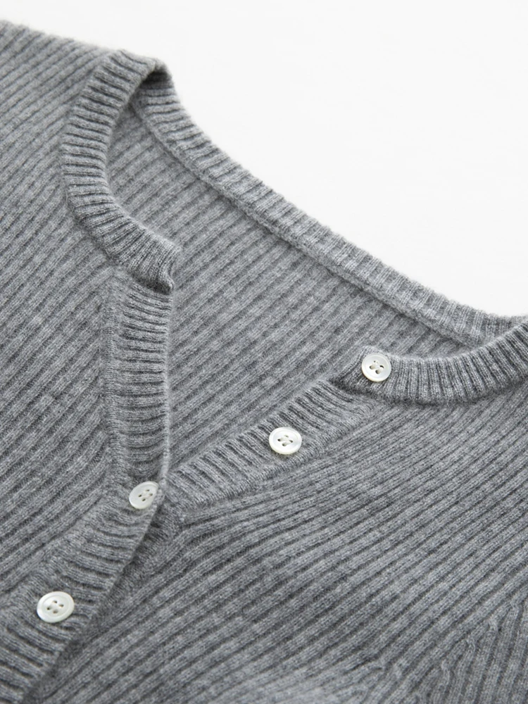 TLOML Jesienno-Zimowy Damski Dopasowany Kardigan Sweter ze 100% Kaszmiru Podstawowy Prosty Styl Nowa Moda Dekolt w Serek Asymetryczne Rozcięcie