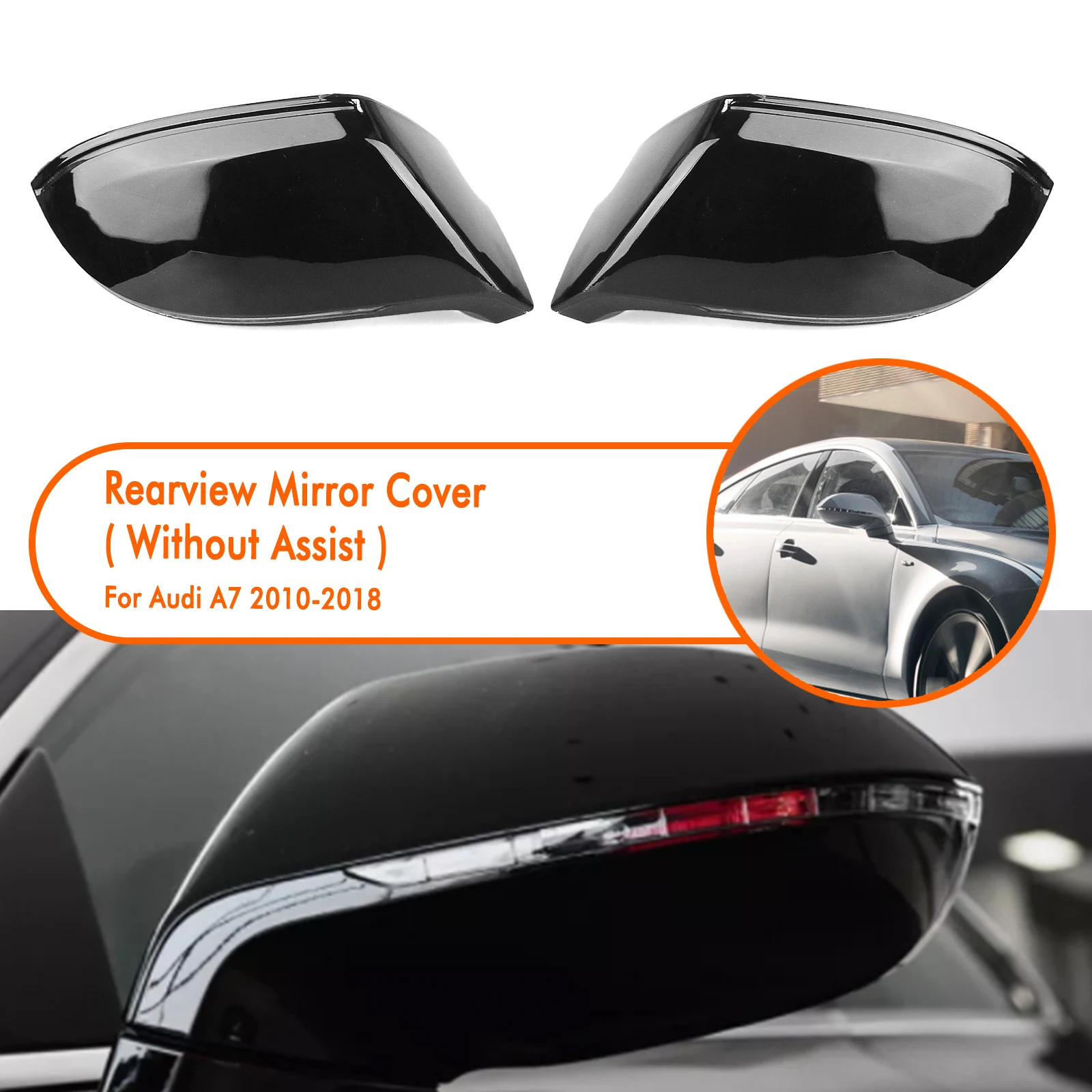 Car Rear View Mirror Cover Exterior Replacement Rearview Shell Cap For Audi A7 S7 RS7 2010-2018