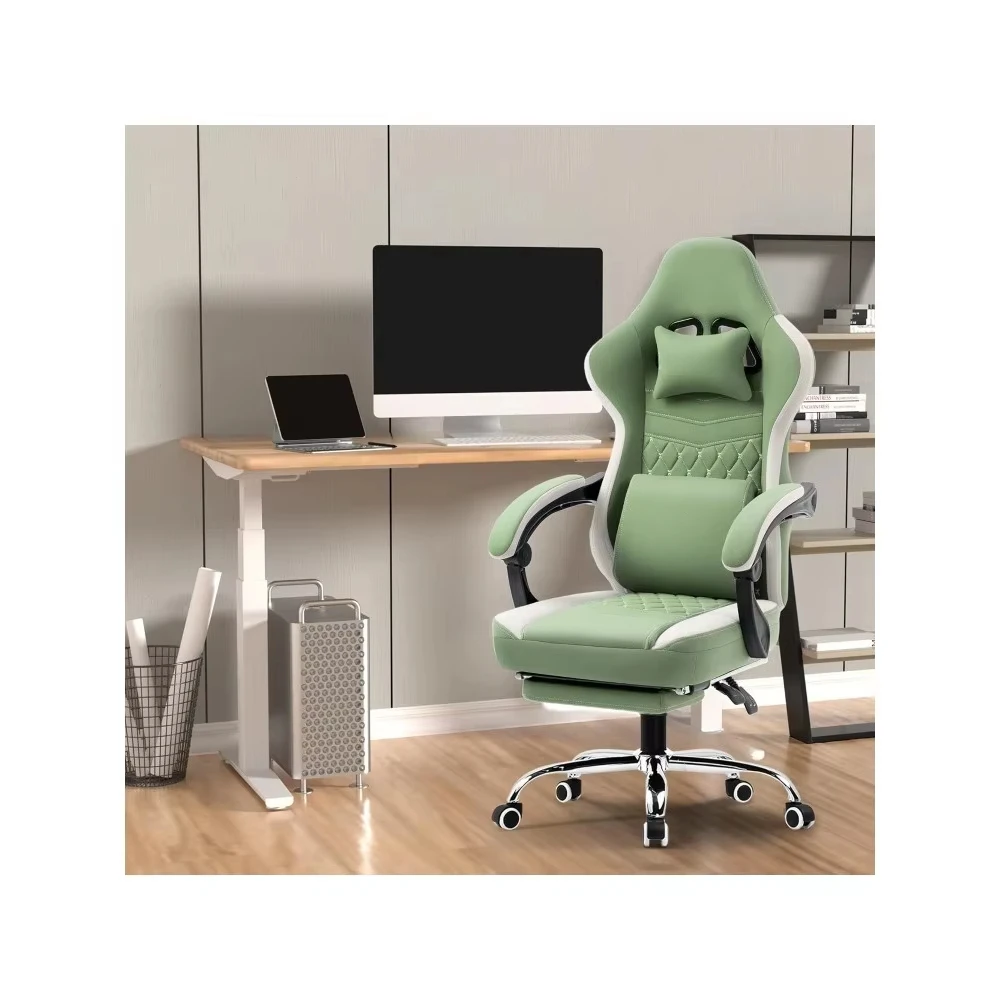 Gaming Chairs Fabric Computer Chair with Pocket Spring Cushion Office Chair with Gel Pad Massage Game Chair with Footrest