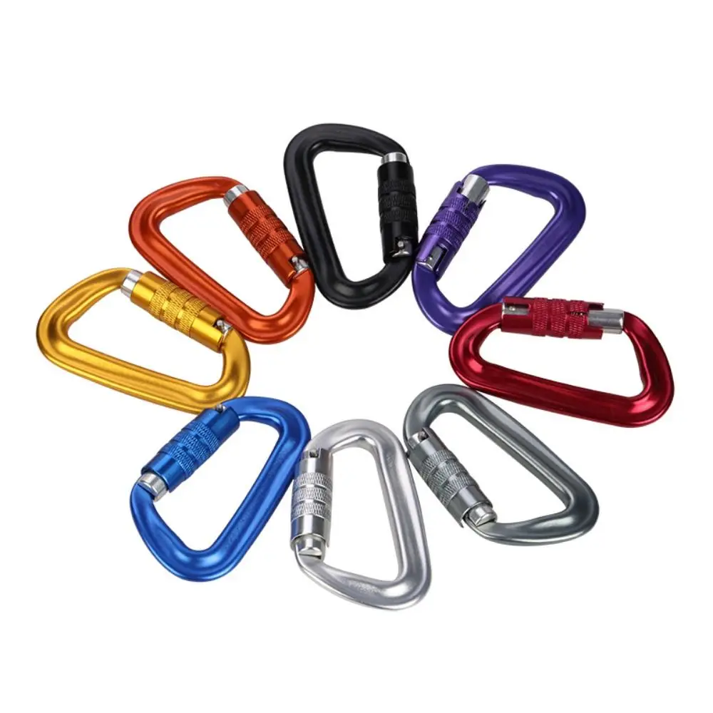 

12KN Hammock Hook D-shaped Safe Professional Carabiner Protect Aviation Aluminum Safety Auto Lock Buckle Rappelling