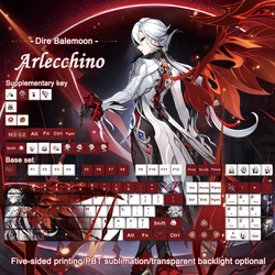 Arlecchino keycap PBT Sublimation Cherry Profile Genshin Impact Transparent Key Cap Gaming Accessories For Mechanical Keyboard