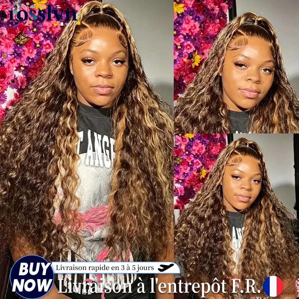 Parrucca frontale in pizzo HD 13x4 trasparente, con capelli ricci, colore ombre P4/27, per donne di colore, con ciuffo pre-sfoltito, parrucca frontale in pizzo invisibile 13x6 con onde profonde e