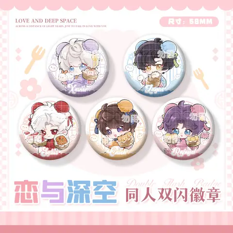 Cute Chibi Game Love and Deepspace Bun Xavier Zayne Cosplay COSTUME Badge Pin SPTE Tinplate Broe Pin SPTE  Brooch Prop Gilf