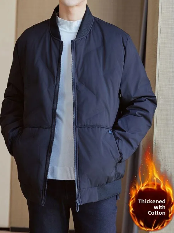 

Thiened Casual Cotton Jaet for Men Youth Sle Stand Collar Winter Outerwear Stand Fit Long Sve Warm Faionable