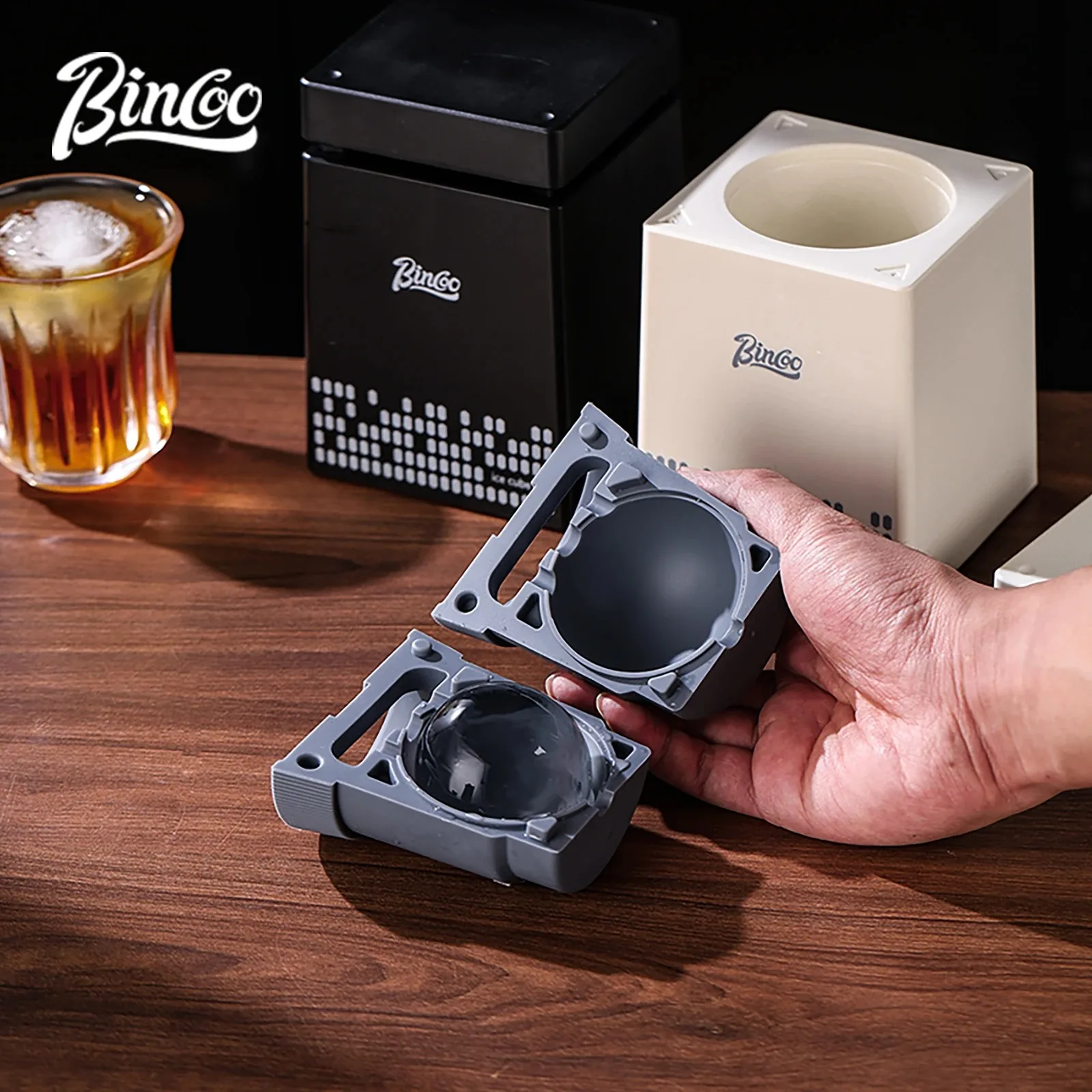 BINCOO Large Sphere Ice Ball Maker Mold Food Grade Silicone Slow Melting Round Ice Tray For Whiskey Coffee Cocktail