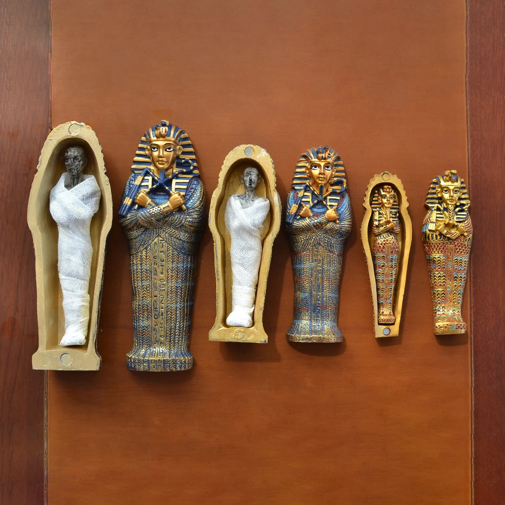 Resin Ancient Egyptian Pharaohs Mummy Model Egyptian Mummy Pyramid Tourist Souvenir Home Room Office Desk Decoration Accessories