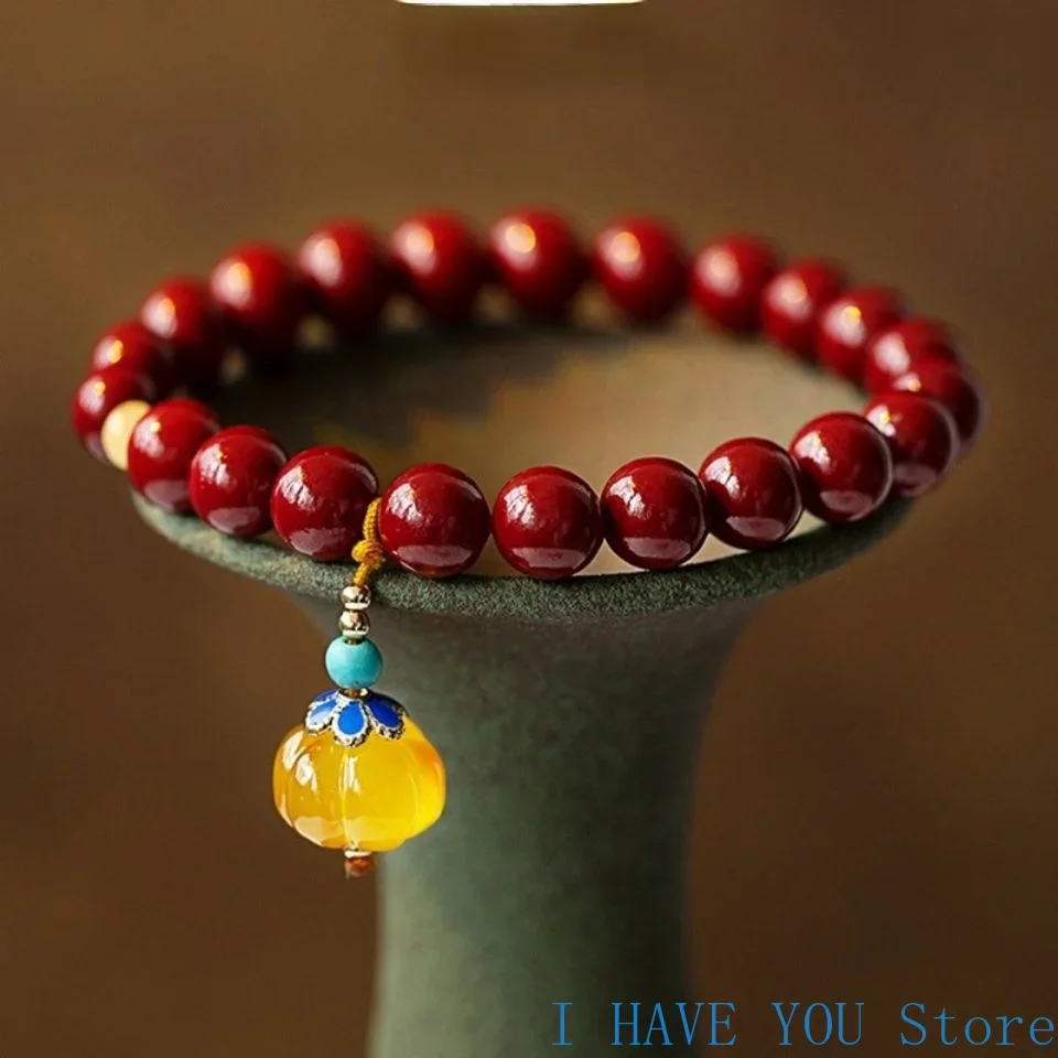 

Natural Cinnabar Bracelet Imperial Purple Gold Sand Bracelet Jade Gold Silk Jade Pumpkin Bead Bracelet Bracelets for Women