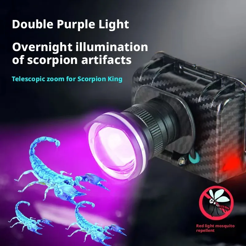 White And Purple Dual Light Source Induction Headlights With Long Endurance Lithium Battery Led Purple Light Scorpion Light