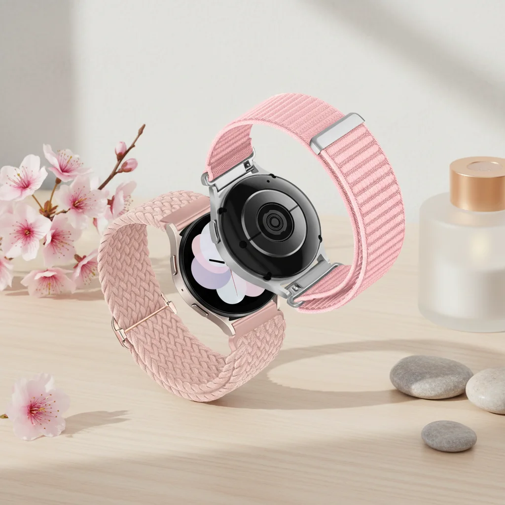 2 Stück 18/20/22 mm verstellbares Nylonarmband für Samsung Watch 7 6 5 4 Classic/Huawei Watch/Garmin Watch Sport Nylon geflochtenes Schlaufenarmband