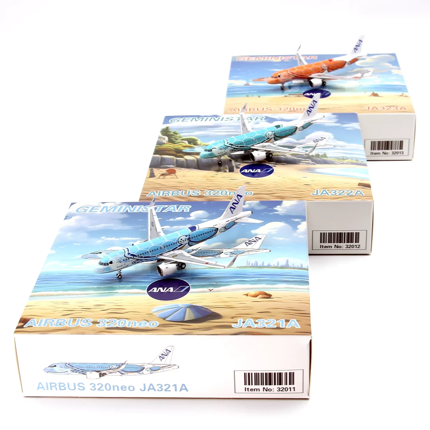 Diecast 1:400 Scale GeminiStar Aviation A320neo Turtle Series JA321/2/3A Alloy Aircraft Model