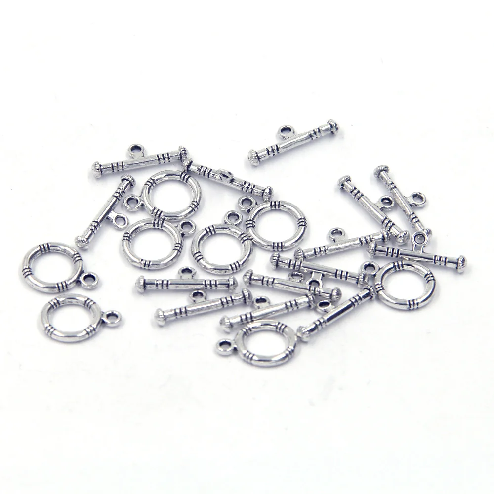 10 Sets klassische Toggle OT-Verschlüsse, silberfarben, für Charms, Armbänder, Schmuck, DIY, 16 x 12 mm – Detail 4