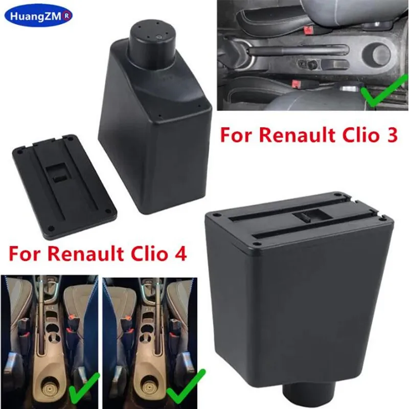 For Renault Clio 3 Armrest For Renault Captur Clio 4 III IV Car Armrest Box Car Accessories Storage Box Retrofit Parts