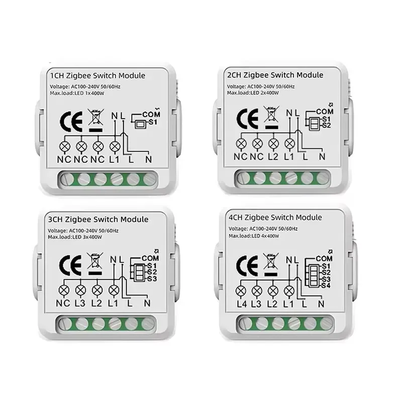 ZigBee 3.0 Switch Module 10A Intelligent DIY Circuit Breaker 1 3 4 Support 2 Control, Compatible with Alexa
