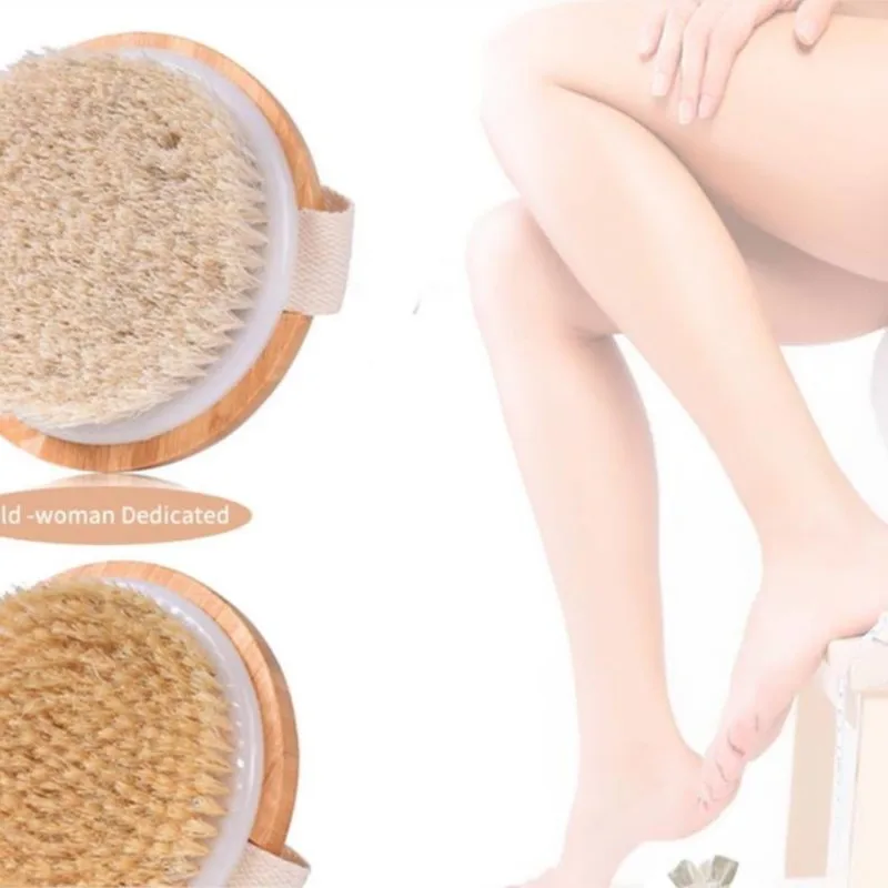 

Natural Exfoliating Bristle Bath Brush Wooden Body Massage SPA Dry Brush - Bathes Brush Set Bathing Body Brush