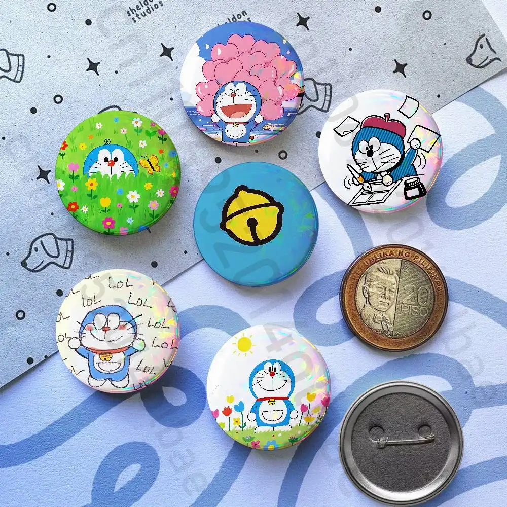 

D-Doraemon 58mm Badge Brooches on Backpack Clothes Handmade Round Enamel Pins for Jewelry