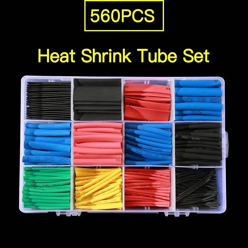 (2:1 Shrink) 560pcs Heat Shrink Tubing Kit - Polyolefin Cable Sleeve for Electronics, Automotive Wiring, Waterproof Insulation