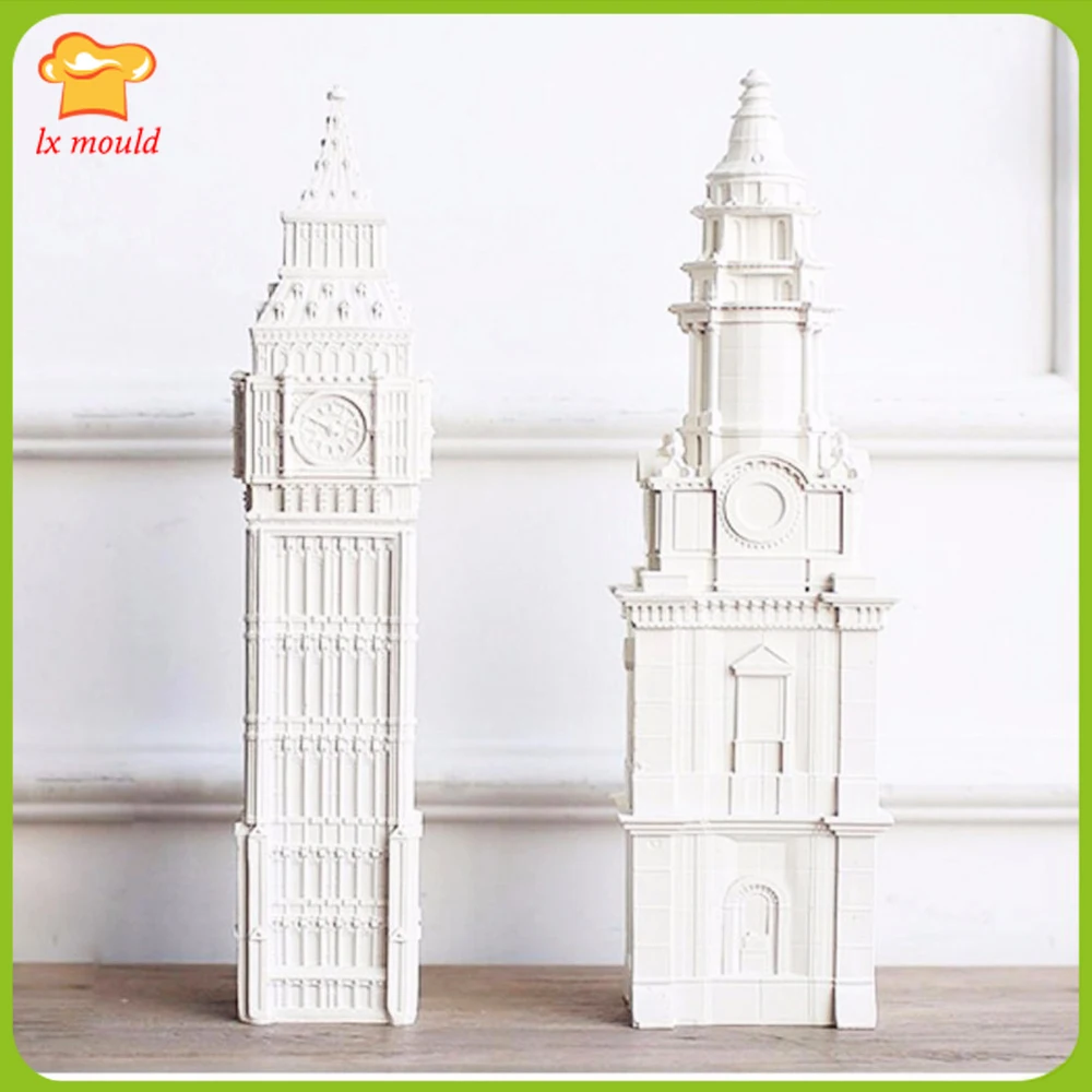 European Style Building Home Decoration Mould Big Ben Candle Silicone Mold St. Paul\'s Cathedral Plaster Craft Silicone Mold