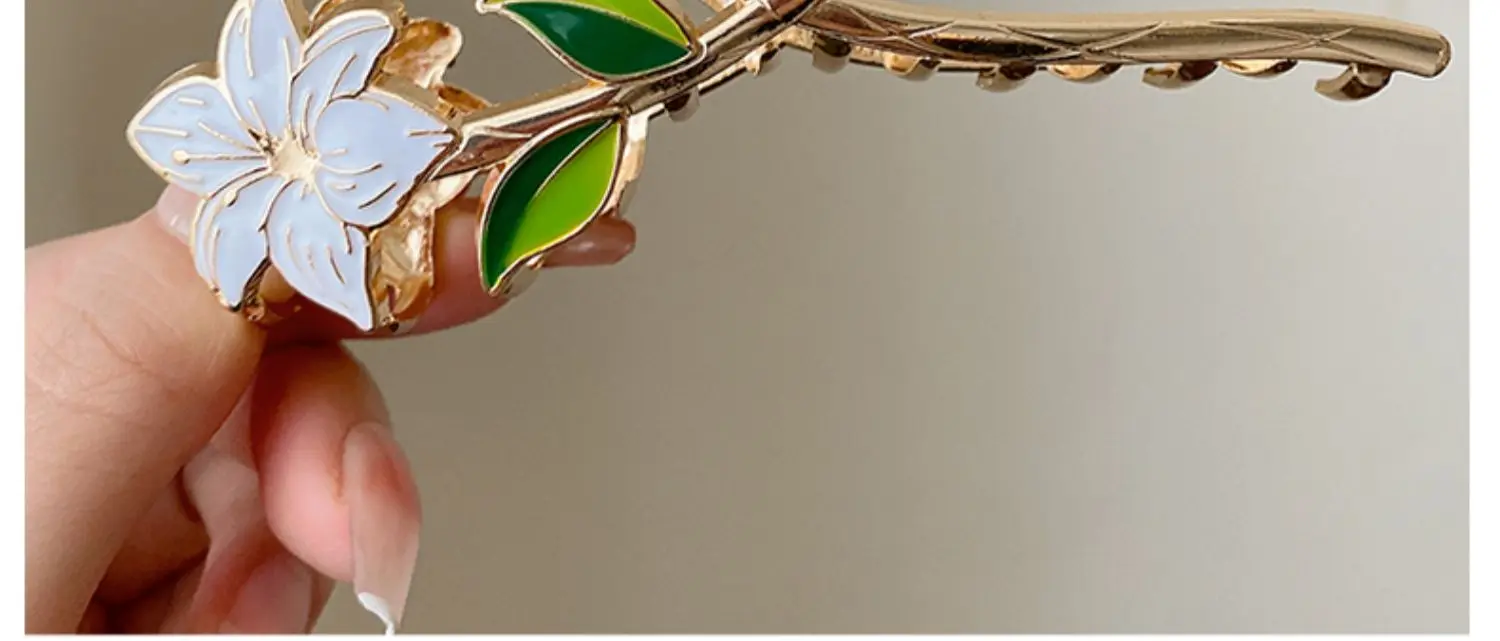 Neue Damen-Haarspange aus Metall, elegante goldene Blumen-Haarspangen, Haarklammer, Krabben-Haarband, Pferdeschwanz-Clip, Kopfschmuck, Haaraccessoires, Tiara – Detail 8
