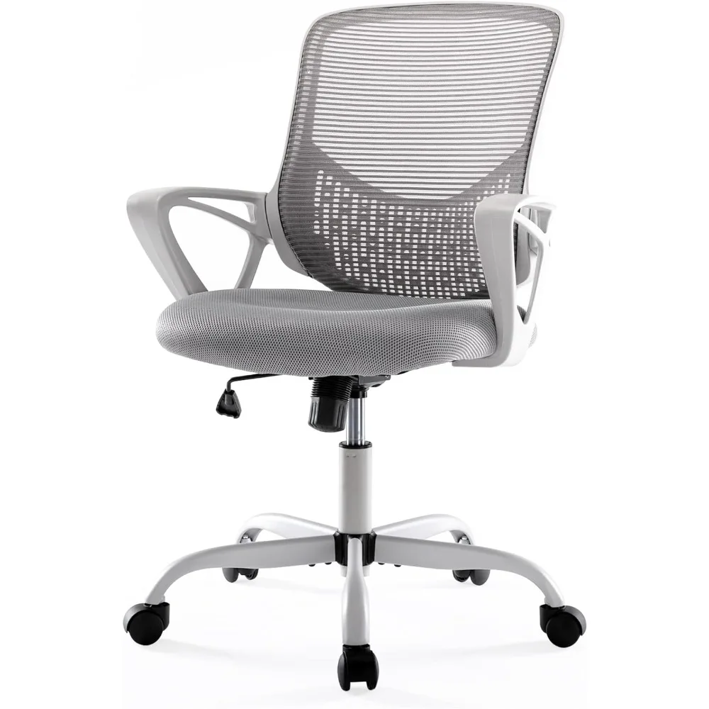 

Office Chair Ergonomic Computer Desk Chair Mesh Mid-Back Height Adjustable Swivel Chair with Armrest for Home Study Meeting