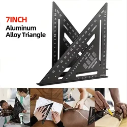 Calibradores de regla triangular de aleación de aluminio, transportador de velocidad, herramienta de medición de precisión, inglete, trazador de línea de carpintero, guía de sierra, 7 ''/12''